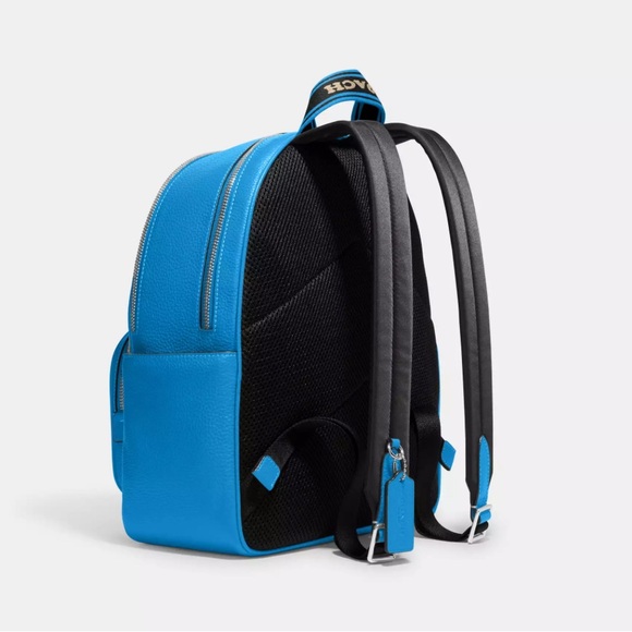 New w/Tag Court Backpack In Signature Canvas  Khaki/Racer Blue Below $450 Retail - Picture 3 of 5